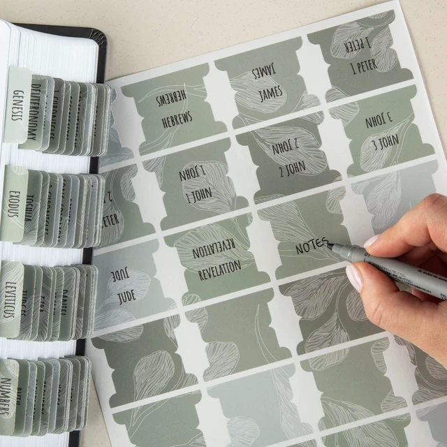 Alt view image 6 of 7 - Laminated Bible Tabs for Women and Men (Sage Theme) Large Print Bible Book Tabs, Bible Study Journaling Supplies, 66 Personalized Scripture Tabs and 6 Blank Labels
