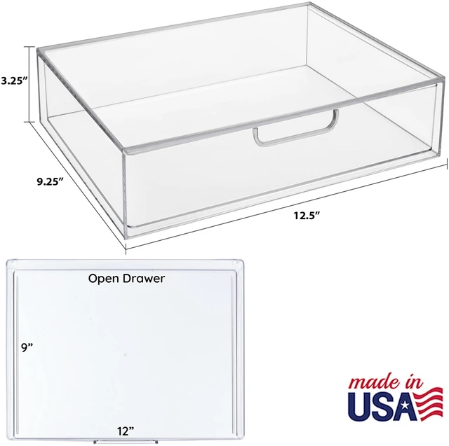 Alt view image 3 of 7 - STAX Plastic Stackable Organizer Drawer in Clear | 12.5-inches Wide | Organize Office Desk Accessories and Sort Letter-Size Paper | Made in USA