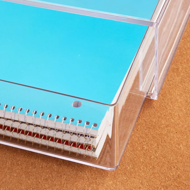 Alt view image 7 of 7 - STAX Plastic Stackable Organizer Drawer in Clear | 12.5-inches Wide | Organize Office Desk Accessories and Sort Letter-Size Paper | Made in USA