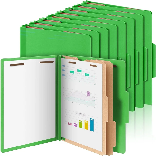 Main image of 12 Pcs Classification Folders Letter Size Bulk, Green