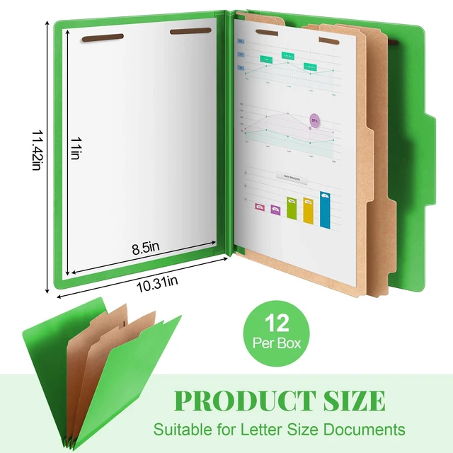 Alt view image 2 of 6 - 12 Pcs Classification Folders Letter Size Bulk, Green