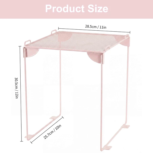 Alt view image 2 of 7 - Pack 2, Mesh Locker Shelf, Stackable Extra Tall Locker Organizer, Collapsible and Metal Build, Fits Standard Size School Locker, Suitable for Work, Kitchen, Bathroom (Pink)