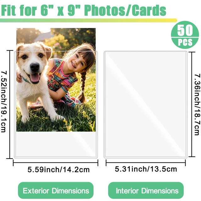 Alt view image 3 of 3 - 50PCS 6" x 9" Clear Rigid Card Sleeves Waterproof Hard Plastic Protectors for Postcards, Prints, Photos, Trading & Sports Cards Top Load Jumbo Sheet Holders
