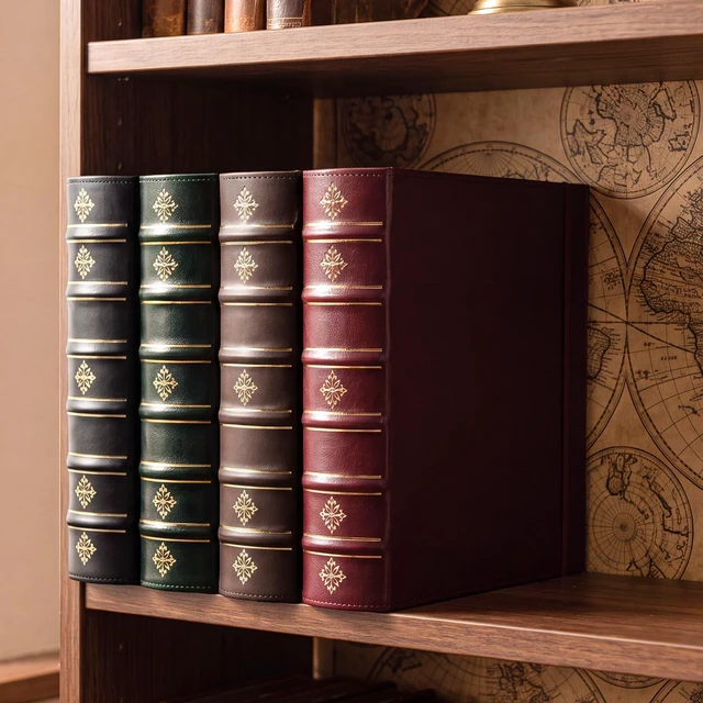 Alt view image 4 of 7 - Vintage 3 Ring Binder 2 Inch,Leather D Ring Binder with Pockets and 5 Tab Dividers, Hardback Book Style Document Organizer Fits Letter Size for Home and Office Burgundy