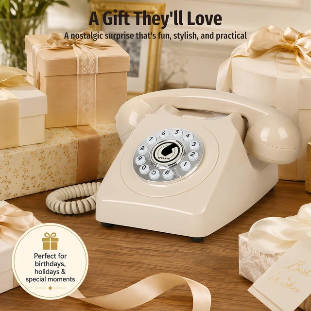 Alt view image 7 of 7 - Bluetooth Landline Phone with Handset and Speakerphone, Retro Bluetooth Home Phone, Classic Bluetooth Desk Phone, Cordless Bluetooth Telephone with USB Rechargeable