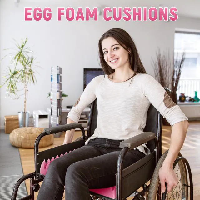 Alt view image 6 of 6 - 2 Pcs Egg Foam Pad,18 X 16 X 4 Inches Egg-Shaped,Pink Egg Seat Cushions Crate for Chairs, Convoluted Foam Relieves Pressure, Breathable Design, For Wheelchair Office Car Seats