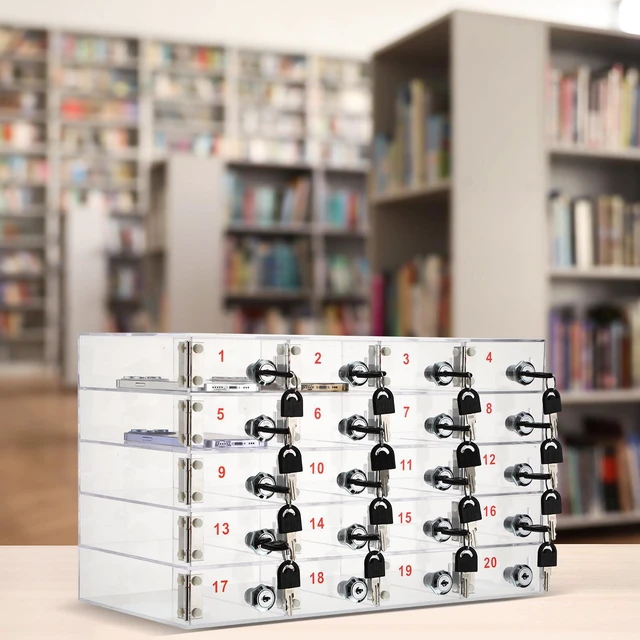 Alt view image 2 of 6 - Cell Phone Locker Box for Classroom, Back to School, Clear, 20 Slots Clear Acrylic Cell Phone Storage Cabinet Bin with Door Locks for Classroom School Students Office Factory Employees