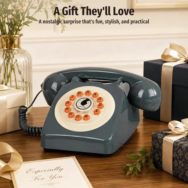 Alt view image 7 of 7 - Bluetooth Landline Phone with Handset and Speakerphone, Retro Bluetooth Home Phone, Classic Bluetooth Desk Phone, Cordless Bluetooth Telephone with USB Rechargeable