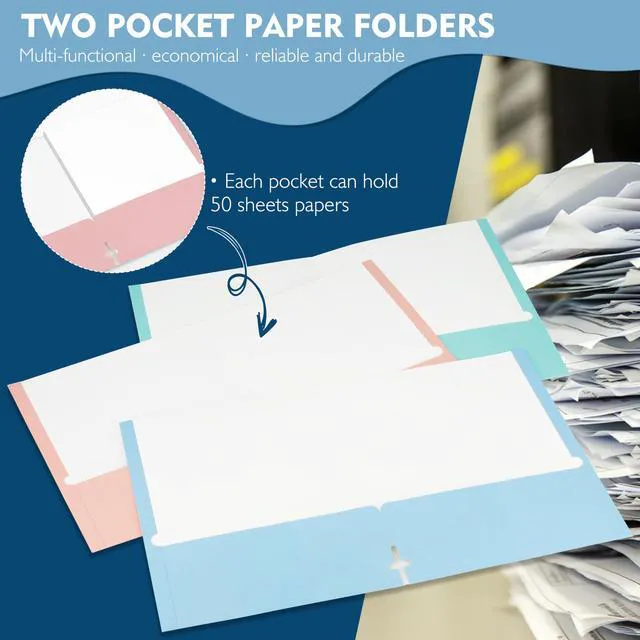 Alt view image 3 of 7 - 50Pack Pink Two Pocket Folders,8.5x11 Folders with Pockets,Long Lasting,for School and Office