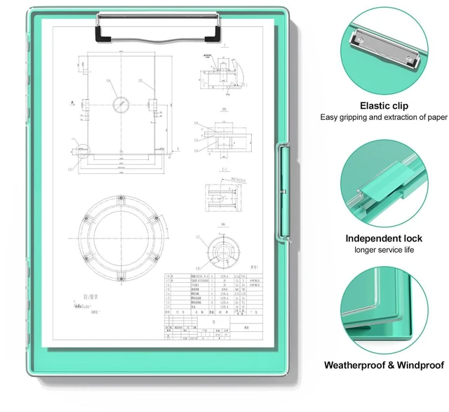 Alt view image 3 of 6 - Clipboard with Storage, Green 8.5 x 11 Clip Board, Dual Compartmen Folder Nursing Side Opening, Heavy Duty Organization Box, Smooth Writing for Teachers, Classroom, Size 13.3 x 9.4 x 1.5 in