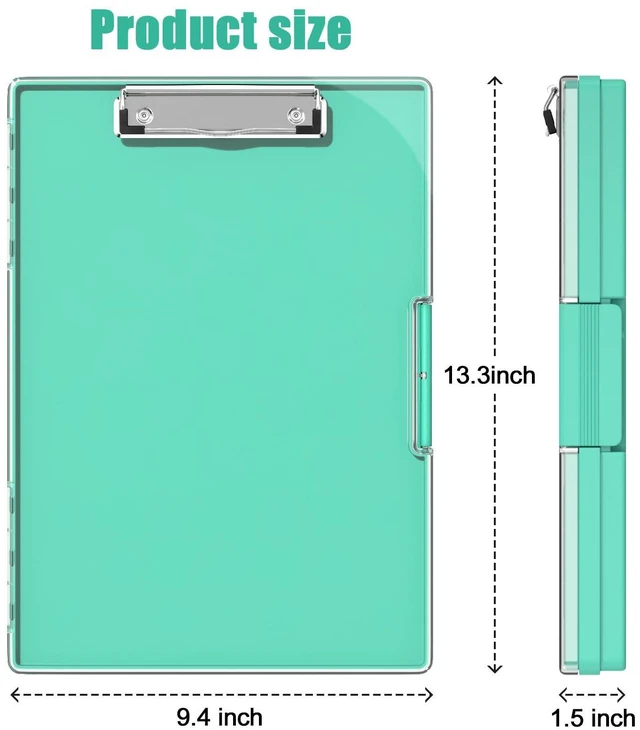 Alt view image 2 of 6 - Clipboard with Storage, Green 8.5 x 11 Clip Board, Dual Compartmen Folder Nursing Side Opening, Heavy Duty Organization Box, Smooth Writing for Teachers, Classroom, Size 13.3 x 9.4 x 1.5 in