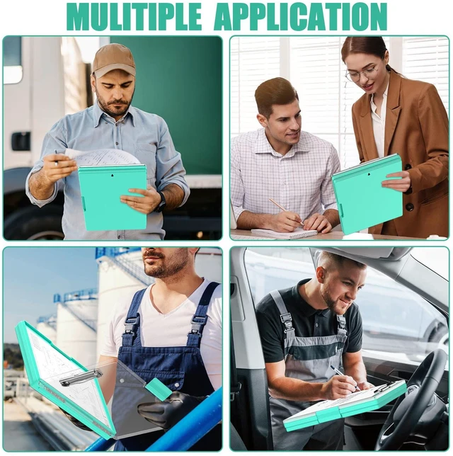 Alt view image 6 of 6 - Clipboard with Storage, Green 8.5 x 11 Clip Board, Dual Compartmen Folder Nursing Side Opening, Heavy Duty Organization Box, Smooth Writing for Teachers, Classroom, Size 13.3 x 9.4 x 1.5 in