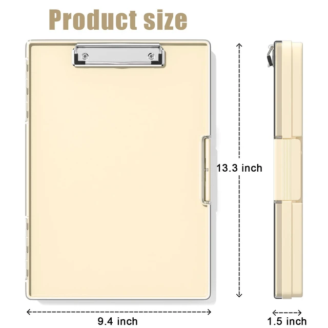 Alt view image 2 of 6 - Clipboard with Storage, Beige 8.5 x 11 Clip Board, Dual Compartmen Folder Nursing Side Opening, Heavy Duty Organization Box, Smooth Writing for Teachers, Classroom, Size 13.3 x 9.4 x 1.5 in