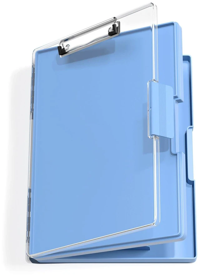 Main image of Clipboard with Storage, Blue 8.5 x 11 Clip Board, Dual Compartmen Folder Nursing Side Opening, Heavy Duty Organization Box, Smooth Writing for Teachers, Classroom, Size 13.3 x 9.4 x 1.5 in