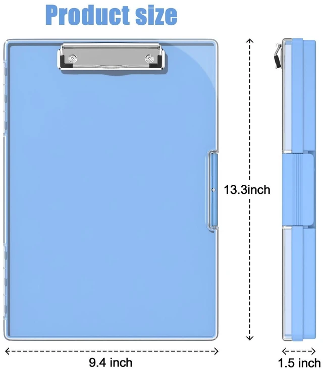 Alt view image 2 of 6 - Clipboard with Storage, Blue 8.5 x 11 Clip Board, Dual Compartmen Folder Nursing Side Opening, Heavy Duty Organization Box, Smooth Writing for Teachers, Classroom, Size 13.3 x 9.4 x 1.5 in