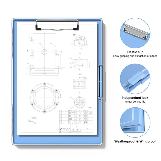 Alt view image 3 of 6 - Clipboard with Storage, Blue 8.5 x 11 Clip Board, Dual Compartmen Folder Nursing Side Opening, Heavy Duty Organization Box, Smooth Writing for Teachers, Classroom, Size 13.3 x 9.4 x 1.5 in