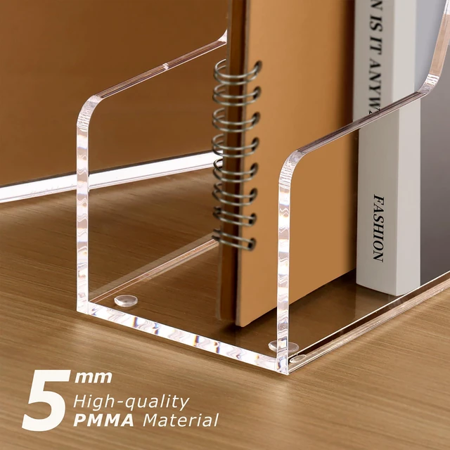 Alt view image 6 of 7 - 4 Pack Vertical File Holder, Acrylic Desk Organizer Magazine File Sorter for Magazines, Binders, Notebooks, Envelopes, Multi-purpose Clear Document Organizer Rack
