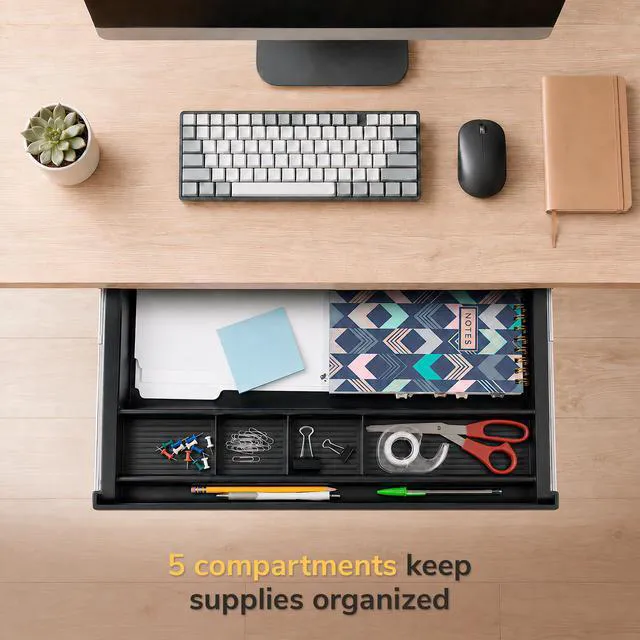 Alt view image 2 of 7 - Large Under Desk Pencil Drawer, 21.25 W, Ball Bearing Slide-Out Under desk drawer organizer for Office Supplies, Paper & Pencils, Fits Desks Over 1 Thick, Adjustable Extension 16.2528