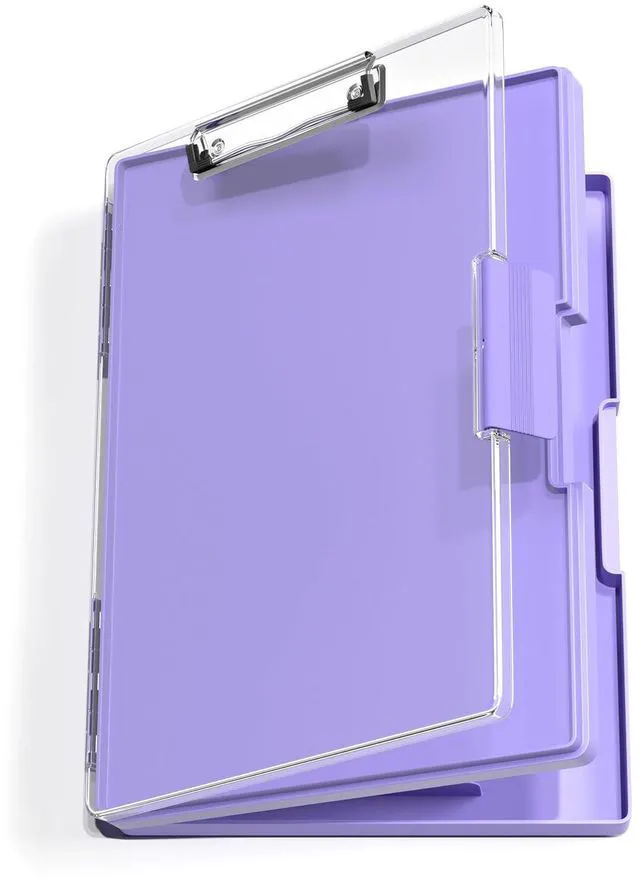 Main image of Clipboard with Storage, Purple 8.5 x 11 Clip Board, Dual Compartmen Folder Nursing Side Opening, Heavy Duty Organization Box, Smooth Writing for Teachers, Classroom, Size 13.3 x 9.4 x 1.5 in