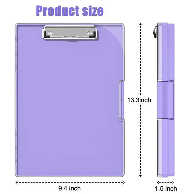 Alt view image 2 of 6 - Clipboard with Storage, Purple 8.5 x 11 Clip Board, Dual Compartmen Folder Nursing Side Opening, Heavy Duty Organization Box, Smooth Writing for Teachers, Classroom, Size 13.3 x 9.4 x 1.5 in