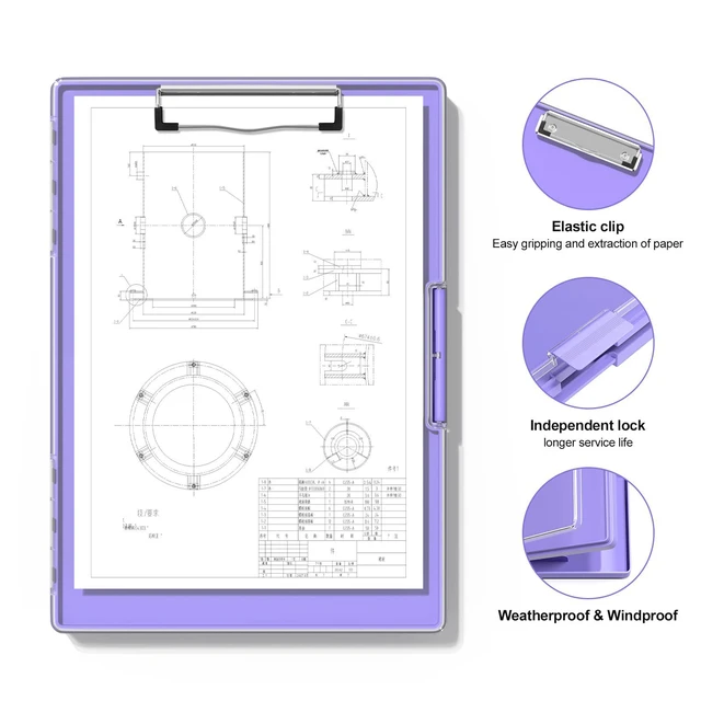 Alt view image 3 of 6 - Clipboard with Storage, Purple 8.5 x 11 Clip Board, Dual Compartmen Folder Nursing Side Opening, Heavy Duty Organization Box, Smooth Writing for Teachers, Classroom, Size 13.3 x 9.4 x 1.5 in