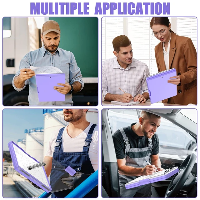 Alt view image 6 of 6 - Clipboard with Storage, Purple 8.5 x 11 Clip Board, Dual Compartmen Folder Nursing Side Opening, Heavy Duty Organization Box, Smooth Writing for Teachers, Classroom, Size 13.3 x 9.4 x 1.5 in