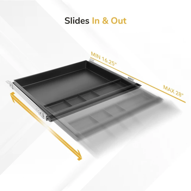 Alt view image 5 of 7 - Large Under Desk Pencil Drawer, 21.25 W, Ball Bearing Slide-Out Under desk drawer organizer for Office Supplies, Paper & Pencils, Fits Desks Over 1 Thick, Adjustable Extension 16.2528