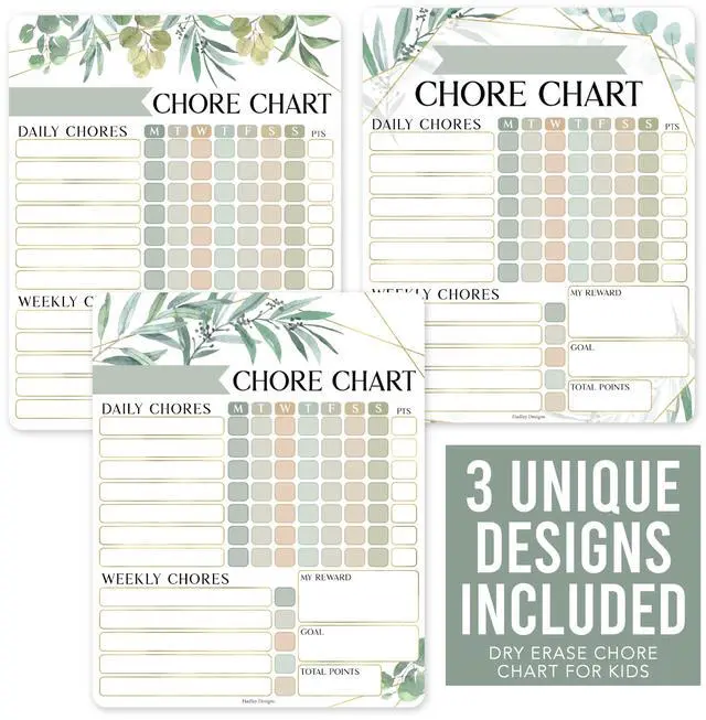 Alt view image 3 of 7 - Magnetic Chore Chart for Kids Multiple Kids Chore Board for Home and School Geo Greenery Dry Erase Behavior Chart for Kid at Home, Weekly and Daily Responsibility Task Tracker for Teens and Adults