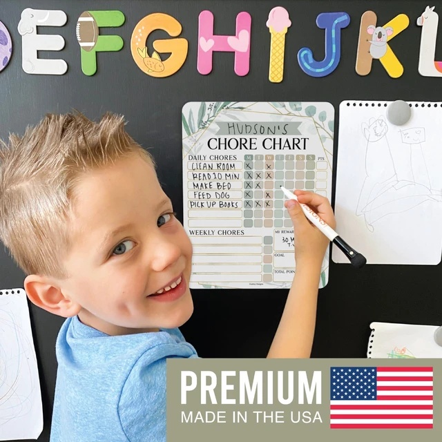 Alt view image 5 of 7 - Magnetic Chore Chart for Kids Multiple Kids Chore Board for Home and School Geo Greenery Dry Erase Behavior Chart for Kid at Home, Weekly and Daily Responsibility Task Tracker for Teens and Adults