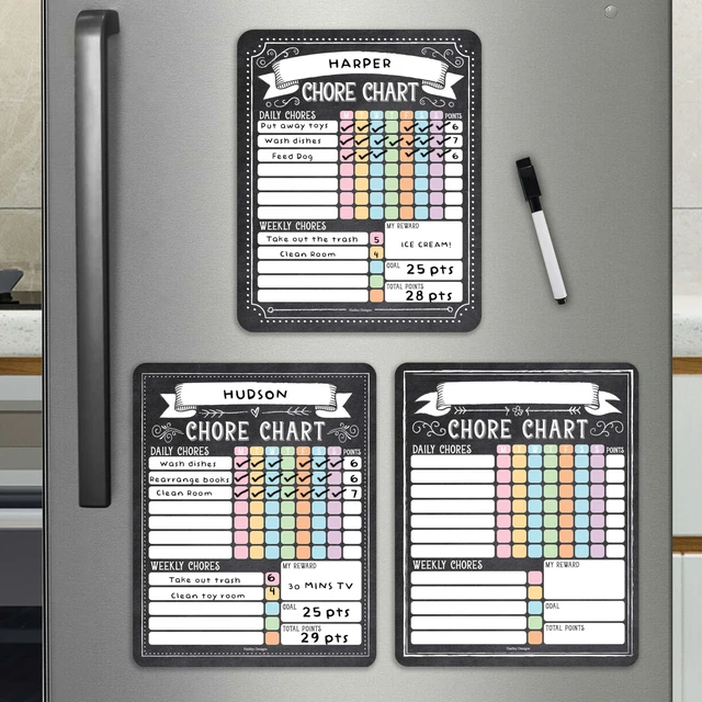 Main image of Magnetic Chore Chart for Kids Multiple Kids Chore Board for Home and School Chalk Vintage Dry Erase Behavior Chart for Kid at Home, Weekly and Daily Responsibility Task Tracker for Teens and Adults