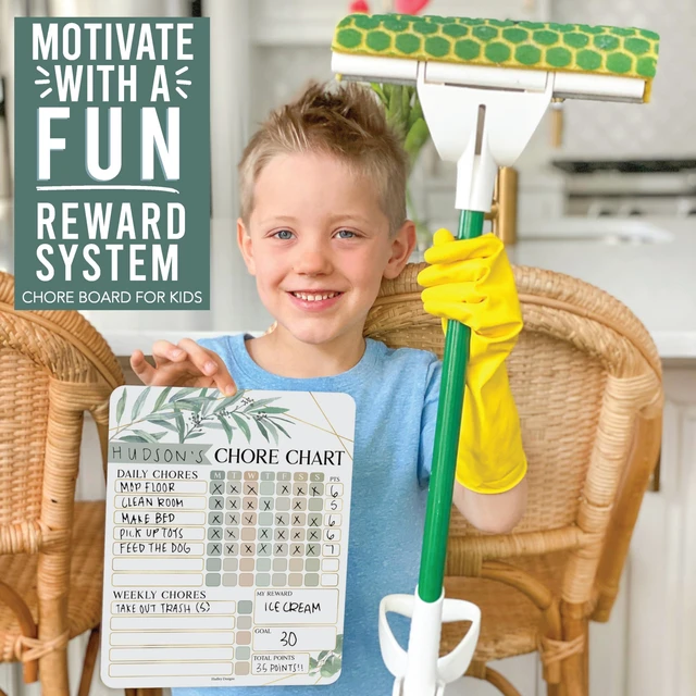 Alt view image 7 of 7 - Magnetic Chore Chart for Kids Multiple Kids Chore Board for Home and School Geo Greenery Dry Erase Behavior Chart for Kid at Home, Weekly and Daily Responsibility Task Tracker for Teens and Adults