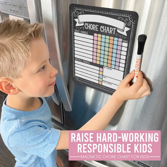 Alt view image 2 of 7 - Magnetic Chore Chart for Kids Multiple Kids Chore Board for Home and School Chalk Vintage Dry Erase Behavior Chart for Kid at Home, Weekly and Daily Responsibility Task Tracker for Teens and Adults