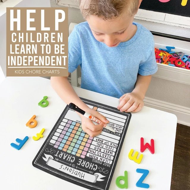 Alt view image 4 of 7 - Magnetic Chore Chart for Kids Multiple Kids Chore Board for Home and School Chalk Vintage Dry Erase Behavior Chart for Kid at Home, Weekly and Daily Responsibility Task Tracker for Teens and Adults