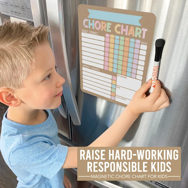 Alt view image 2 of 7 - Magnetic Chore Chart for Kids Multiple Kids Chore Board for Home and School Kraft Colorful Dry Erase Behavior Chart for Kid at Home, Weekly and Daily Responsibility Task Tracker for Teens and Adults