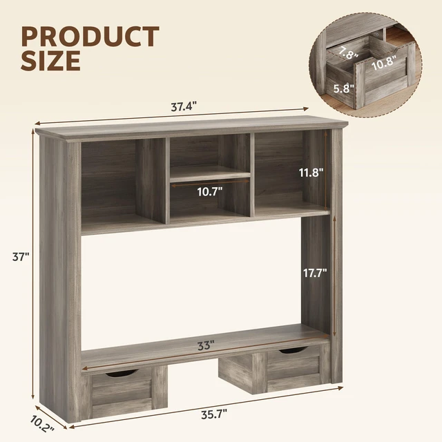 Alt view image 3 of 7 - Monitor Stand Riser, Computer Monitor Riser for Desk 4-Tier Desk Shelf with Storage & Drawer, Desk Organizers and Accessories, for Laptop, Printer, Computer, Grey