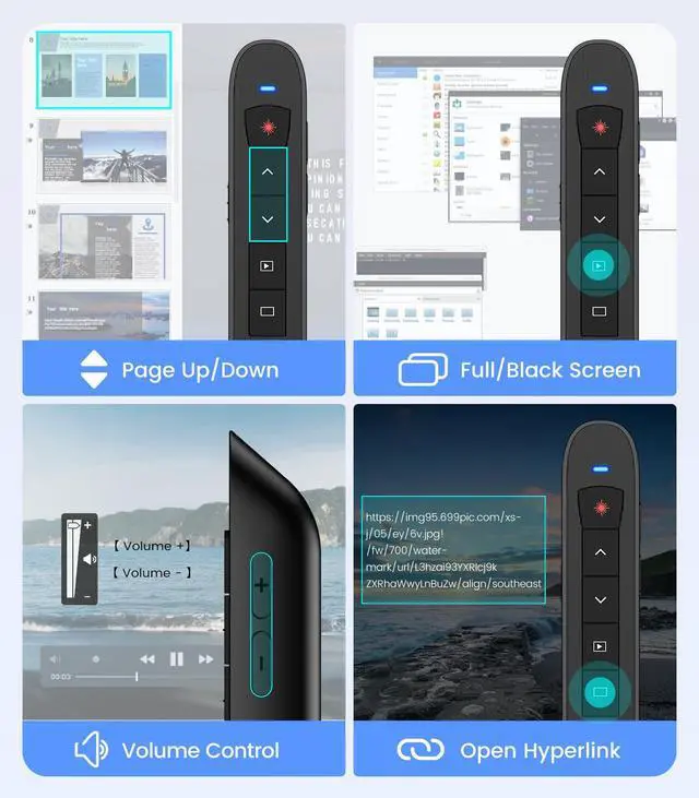 Alt view image 7 of 7 - Green Light Presentation Clicker for Teachers USB-C Rechargeable Wireless Presenter for PowerPoint/Keynote/Google Slides, Plug & Play Remote for Mac/Windows/Laptop