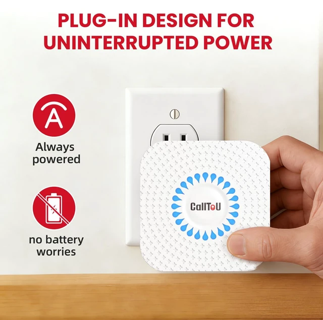 Alt view image 5 of 7 - Wireless Caregiver Pager, 3 Buttons, 2 Portable + 1 Plug-in Help for Seniors at Home; Dual Battery Vibration Alerts; Outlet Sound/Flash Chime; Bedside, Bathroom & Multi-Room Use
