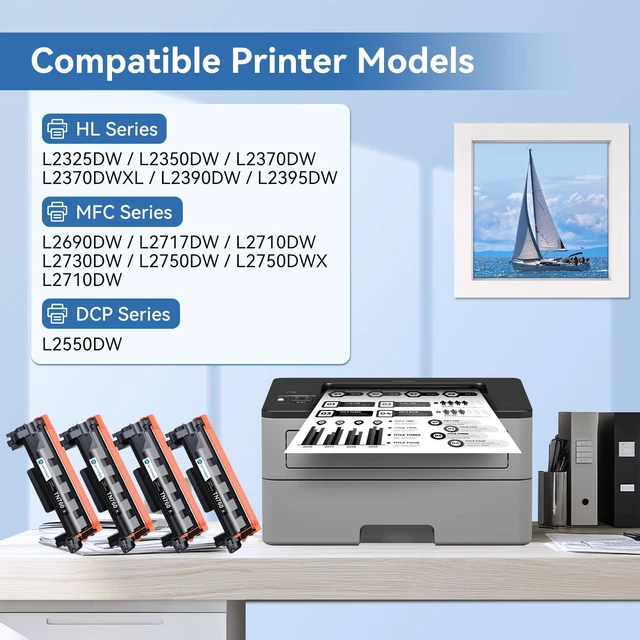 Alt view image 2 of 7 - TN760 Toner Compatible for Brother TN-760 L2690DW L2710DW Printer TN730/760 Black High Yield Toner Cartridge for MFC-L2690DW MFC-L2717DW HL-L2350DW HL-L2395DW L2750DW 4-Pack for home office