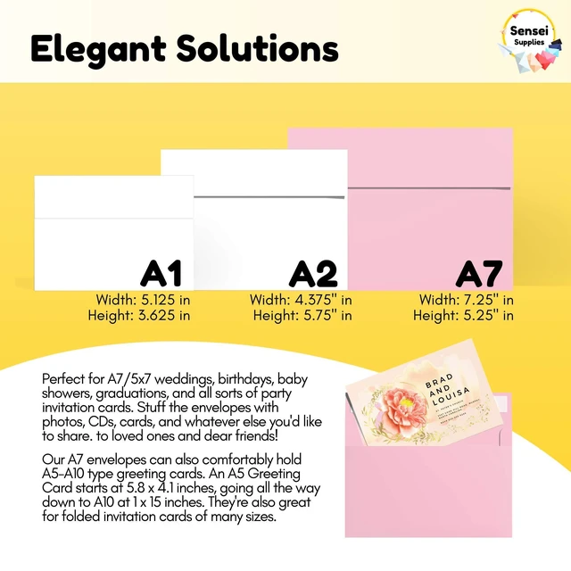 Alt view image 2 of 6 - 200 5x7 Pink Invitation Envelopes - For 5x7 Cards - A7 - (5 ¼ x 7 ¼ inches) - Perfect for Weddings, Graduation, Baby Shower - 120 GSM - Peel, Press & Self Seal - Square Flap (Pack of 2)