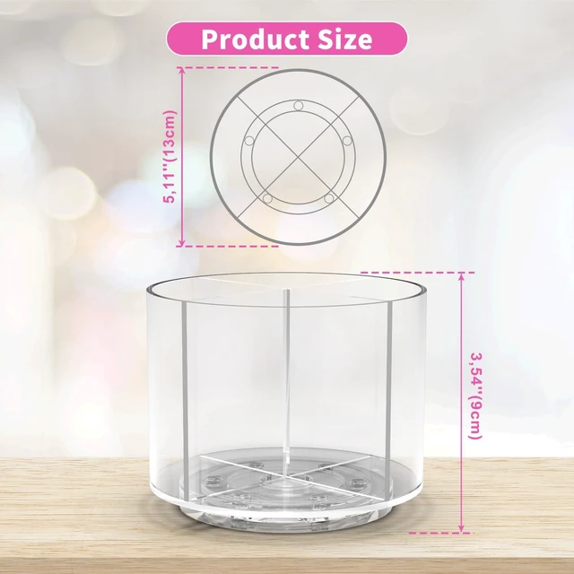 Alt view image 5 of 6 - Small Pencil Organizer for Desk Acrylic Art Organizer Clear 4 Compartments Rotating Art Supply Organizer for Kid Spinning Marker Caddy Pen Organizer for Desk