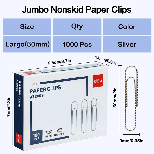 Alt view image 2 of 6 - Jumbo Paper Clips Nonskid, 10 Boxes of 100 Each, Silver (Pack of 2)