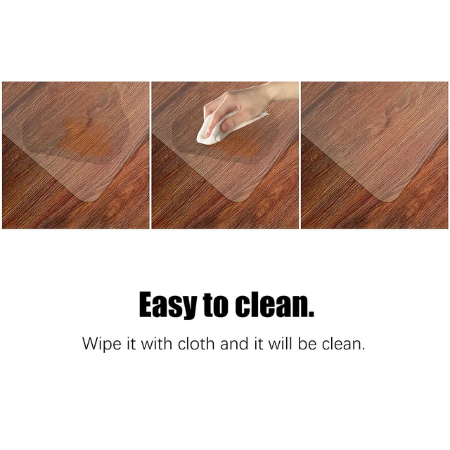 Alt view image 4 of 7 - Large Office Chair Mat for Hard Floors 36" X 55", Clear PVC Chair Mat Durable Plastic Floor Protector Mat for Home and Office use, Scratch-Resistant, Smooth Rolling (36" X 55" Rectangle)
