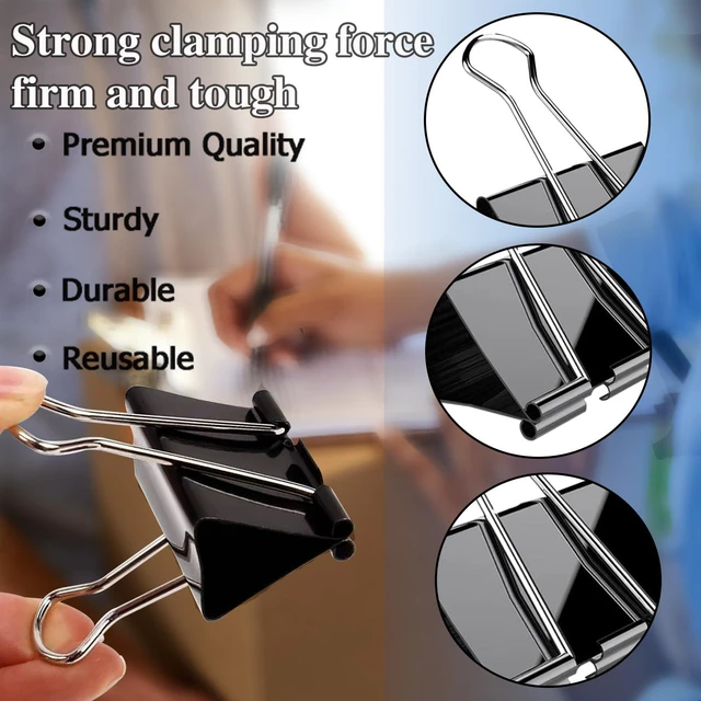 Alt view image 2 of 7 - Extra Large Binder Clips 2.4 Inch (60 Pack), Black Large Binder Clips Big paper clips Clamps for Office and Home Supplies