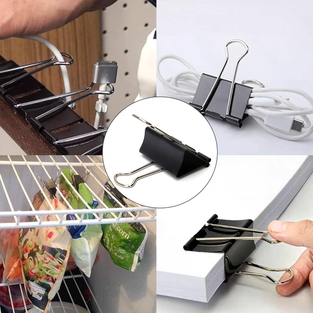 Alt view image 6 of 7 - Extra Large Binder Clips 2.4 Inch (60 Pack), Black Large Binder Clips Big paper clips Clamps for Office and Home Supplies