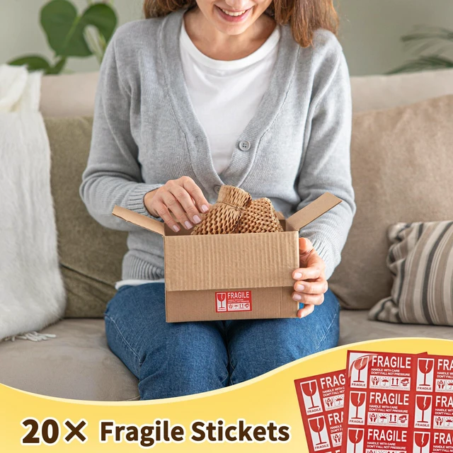 Alt view image 4 of 7 - Honeycomb Packing Paper, 12" x 200' Packing Wrap Roll for Packing Recyclable Honeycomb Packing Paper For Moving W/ Cushion Protection, Gift Wrapping Paper W/ 20 Fragile Sticker Labels