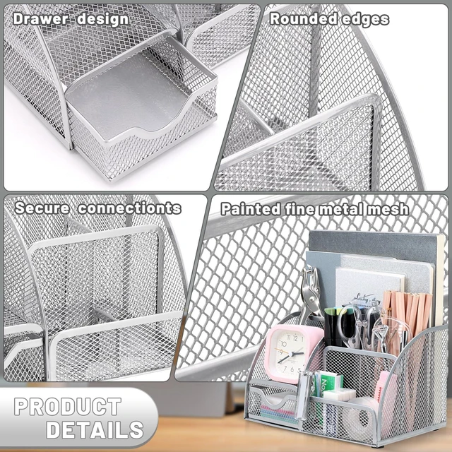 Alt view image 6 of 7 - 13-in-1 Office Desk Organizer Set for Back to School Supplies Accessories Organizer Set with Stapler and Tape Dispenser, Pen Holder, Scissors, Ruler, Hole Punch, 2 Pens & More Desk Supplies