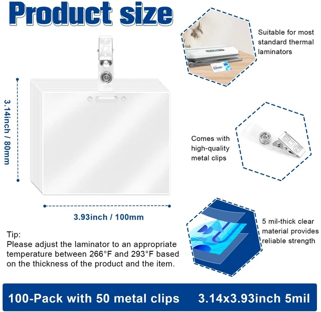 Alt view image 2 of 7 - 200 Pack 5mil 3x4" Thermal Laminating Pouches Badge Laminate Pouches Clear Laminated Luggage Tags Printable Laminator Pouches for Business Permits Cards (100, 3"x4"-5mil)
