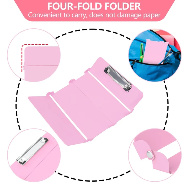 Alt view image 2 of 7 - Nursing Clipboard Foldable, 4-Fold Aluminum Pocket Size, Pink Folding Clipboard with Medical Cheat Sheets, Metal Pen Clip & Privacy Protection for Nurses, Nursing Students & Doctors