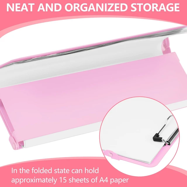 Alt view image 5 of 7 - Nursing Clipboard Foldable, 4-Fold Aluminum Pocket Size, Pink Folding Clipboard with Medical Cheat Sheets, Metal Pen Clip & Privacy Protection for Nurses, Nursing Students & Doctors