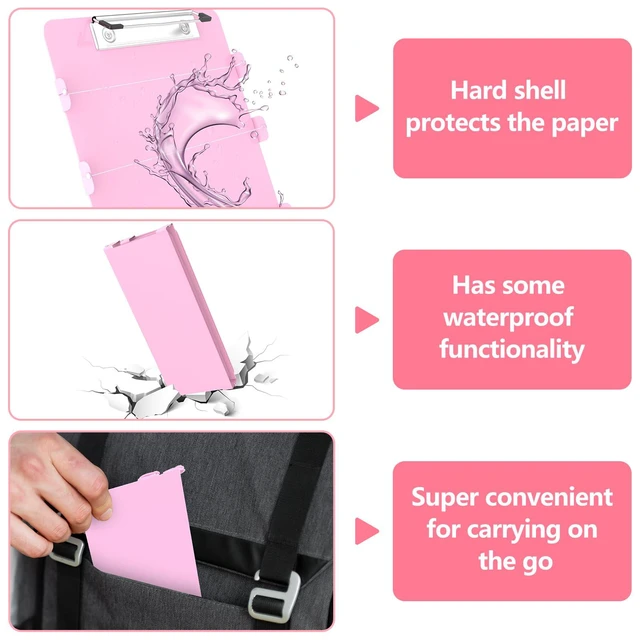 Alt view image 6 of 7 - Nursing Clipboard Foldable, 4-Fold Aluminum Pocket Size, Pink Folding Clipboard with Medical Cheat Sheets, Metal Pen Clip & Privacy Protection for Nurses, Nursing Students & Doctors